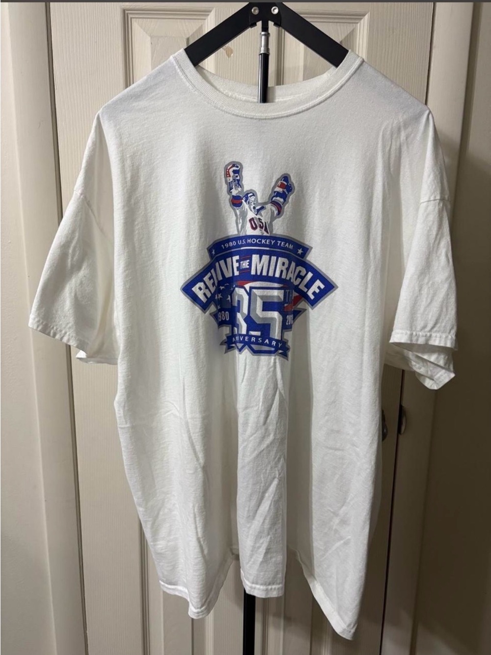 White 1980 U.S. Hockey Team 35th Anniversary cotton t-shirt 2 XL